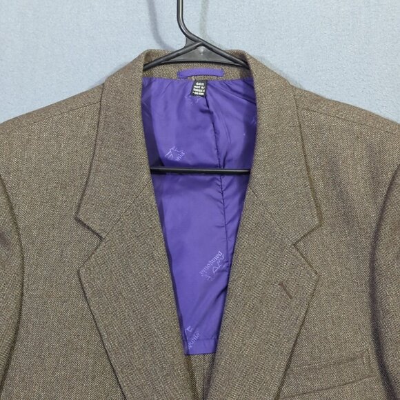 Patagonia VTG Sports Coat Men's 44R Brown Half Lined Herringbone Tweed Stretch - Picture 3 of 16